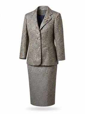 Metallic Paisley Skirt Set in Silver and Gold